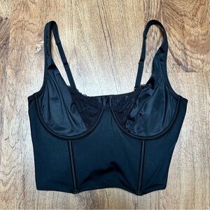 NWT Abercrombie & Fitch Black Lace and Satin Balconette Corset
